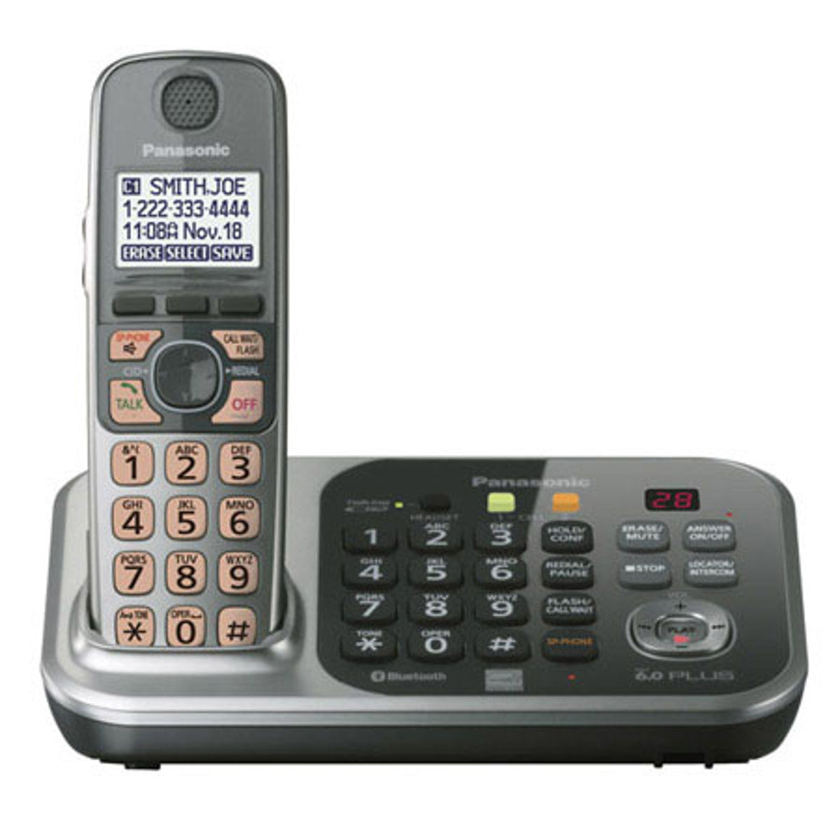 Panasonic KX-TG7741 DECT 6.0 Link-to-Cell Bluetooth Cellular Convergence Solution with 1 Handset, 1.9GHz Frequency, 60 Channels, Silver