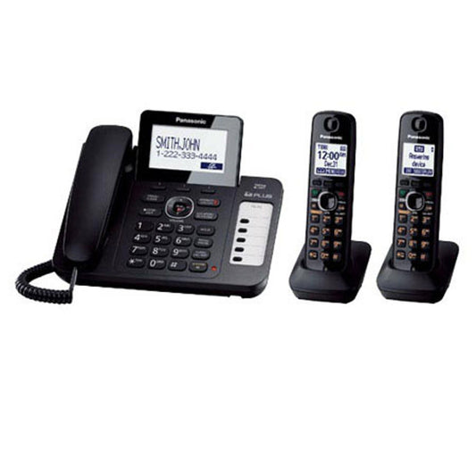 Panasonic KX-TG6672B DECT 6.0 Corded/Cordless Digital Answering System with Large LCD, 2 Handsets, 60 Channels, 1.9 GHz Frequency