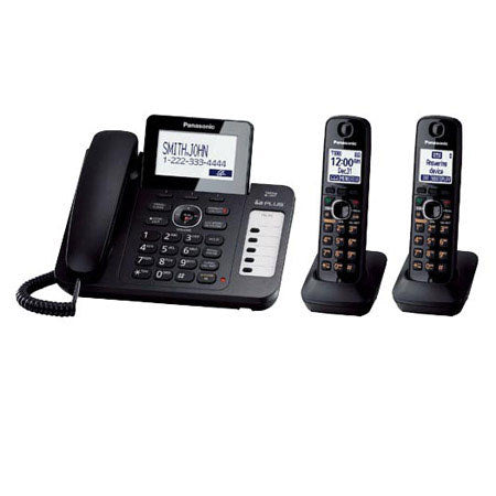 Panasonic KX-TG6672B DECT 6.0 Corded/Cordless Phone with Digital Answering System, Black, 2 Handsets