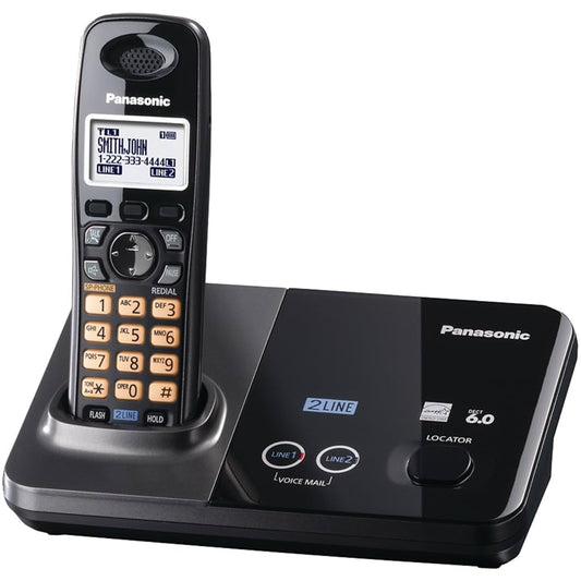 Panasonic KX-TG9321T 2-Line Cordless Phone, Metallic Black, 1 Handset