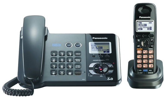 Panasonic KX-TG9391T - Corded/cordless - answering system with caller ID - DECT 6.0 - 3-way call capability - 2-line operation - black metallic + additional handset