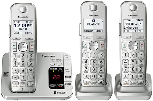 Panasonic KX-TGE463S Link2Cell Bluetooth Cordless Phone with Answering Machine- 3 Handsets