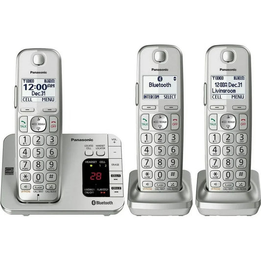 Panasonic KX-TGE463S Link2Cell Cordless Phone with Answering Machine, 3 Handsets