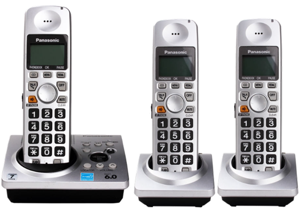 Panasonic KX-TG1033S DECT 6.0 Digital 3-Handset Expandable Cordless Phone System With Digital Answering System, Silver