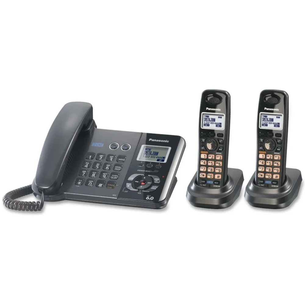 Panasonic KX-TG9392T - Corded/cordless -Caller ID - DECT 6.0 - 3-way call capability - 2-line operation  2 cordless handsets for Office Small Business - Image 3