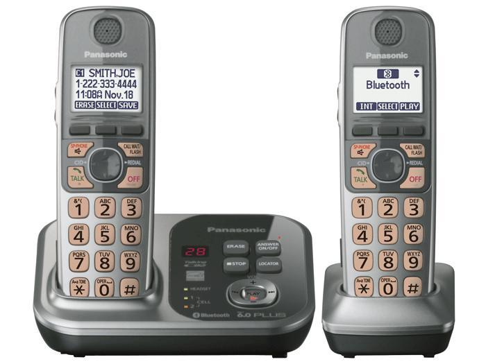 Panasonic KX-TG7732S DECT 6.0 Digital Dual-Handset Bluetooth® Cordless Phone With Answering, Silver(Renewed)