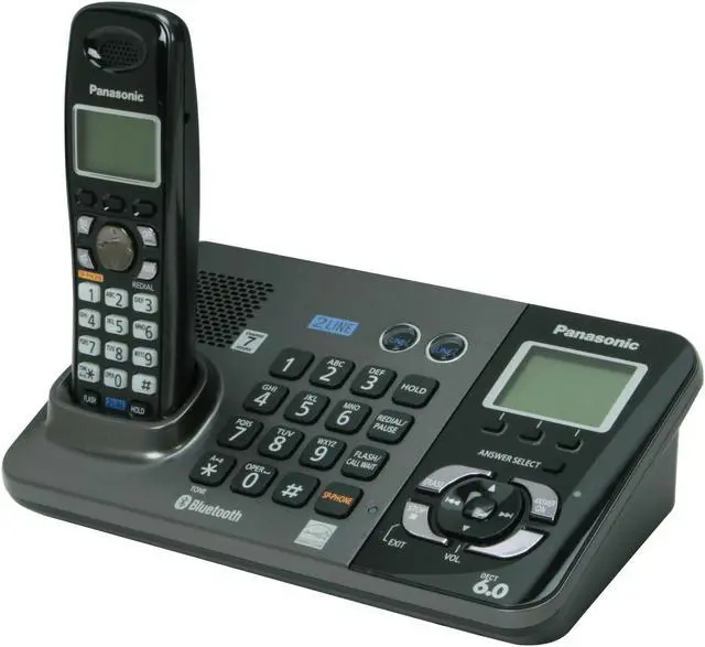 Panasonic KX-TG9381T DECT 6.0 Digital 2-Line Expandable Cordless Phone With Digital Answering System for Office Small Business