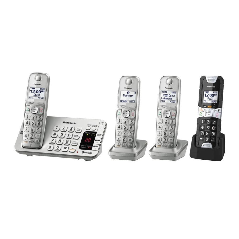 Panasonic KX-TGE484S2 DECT 6.0 4 Handset Rugged Landline Telephone(Renewed)