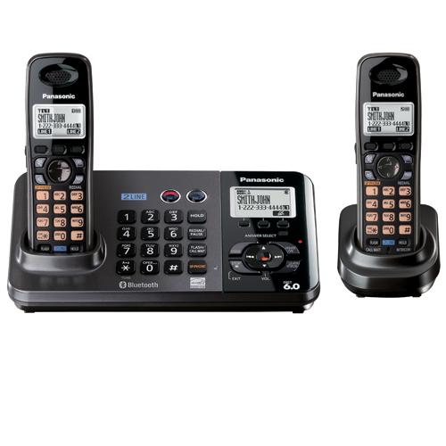 Panasonic KX-TG9382T DECT 6.0 Digital 2-Line Expandable Cordless Phone With Digital Answering System for Office Small Business