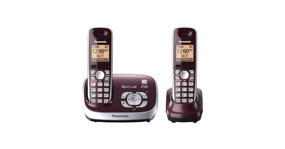 Panasonic KX-TG6572R DECT 6.0 Cordless Phone with Answering System, Wine Red, 2 Handsets