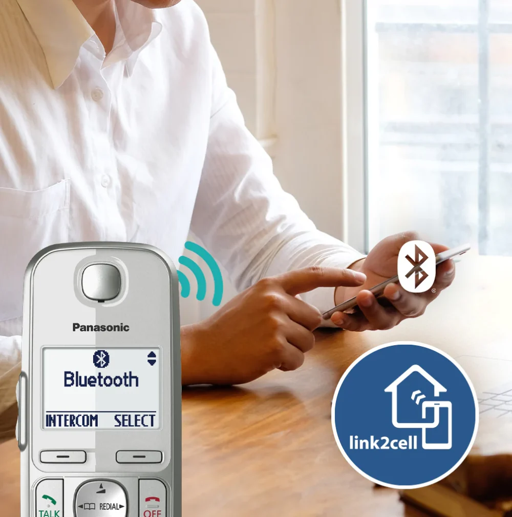 Panasonic Link 2 Cell Bluetooth Cordless DECT 6.0 Expandable Phone System with Answering Machine , Enhanced Noise Reduction - 5 Handsets - KX-TGE475S - Image 3