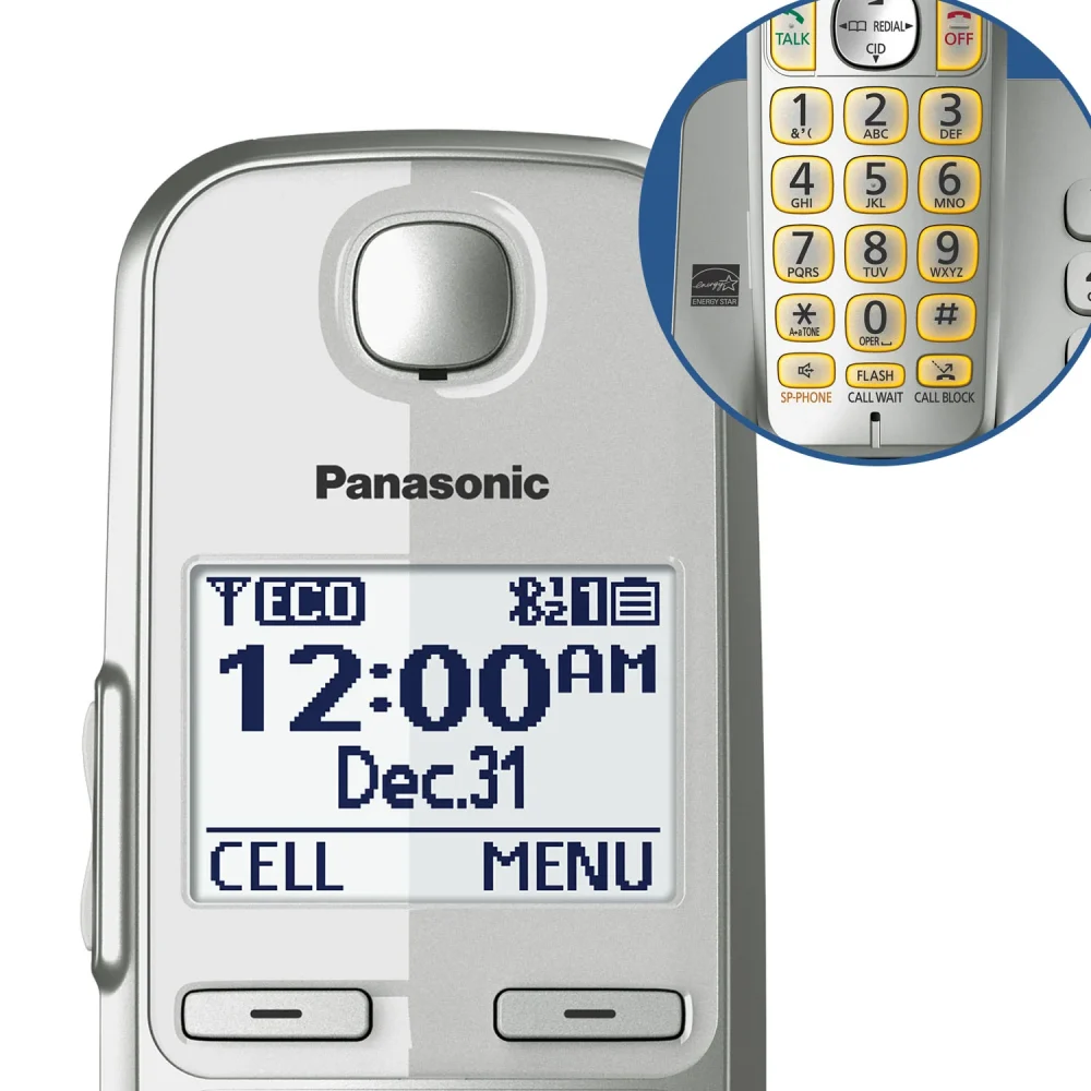 Panasonic Link 2 Cell Bluetooth Cordless DECT 6.0 Expandable Phone System with Answering Machine , Enhanced Noise Reduction - 5 Handsets - KX-TGE475S - Image 2